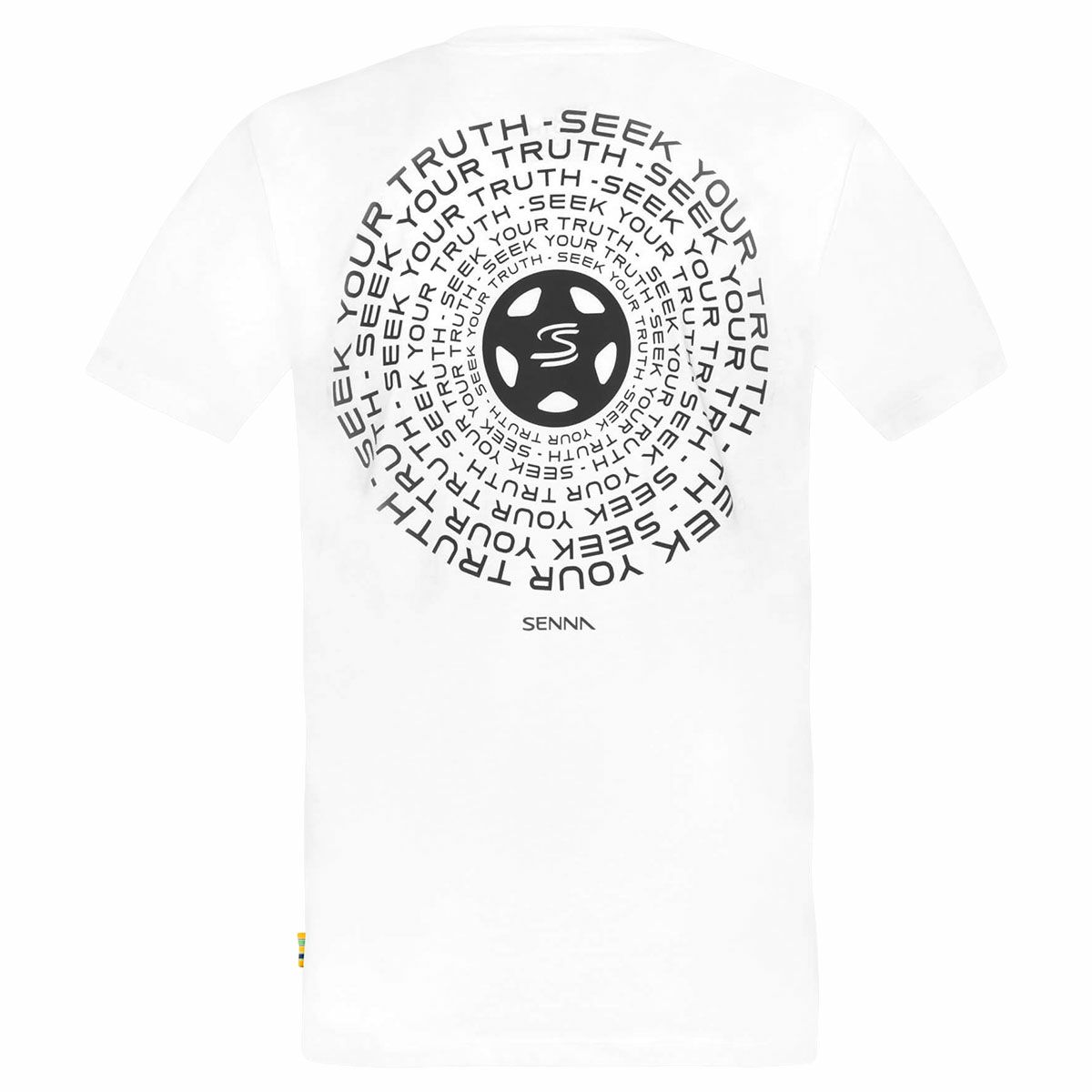 AyrtonSenna｜アイルトン・セナ シーク ユア トゥルース サークル Tシャツ｜ホワイト