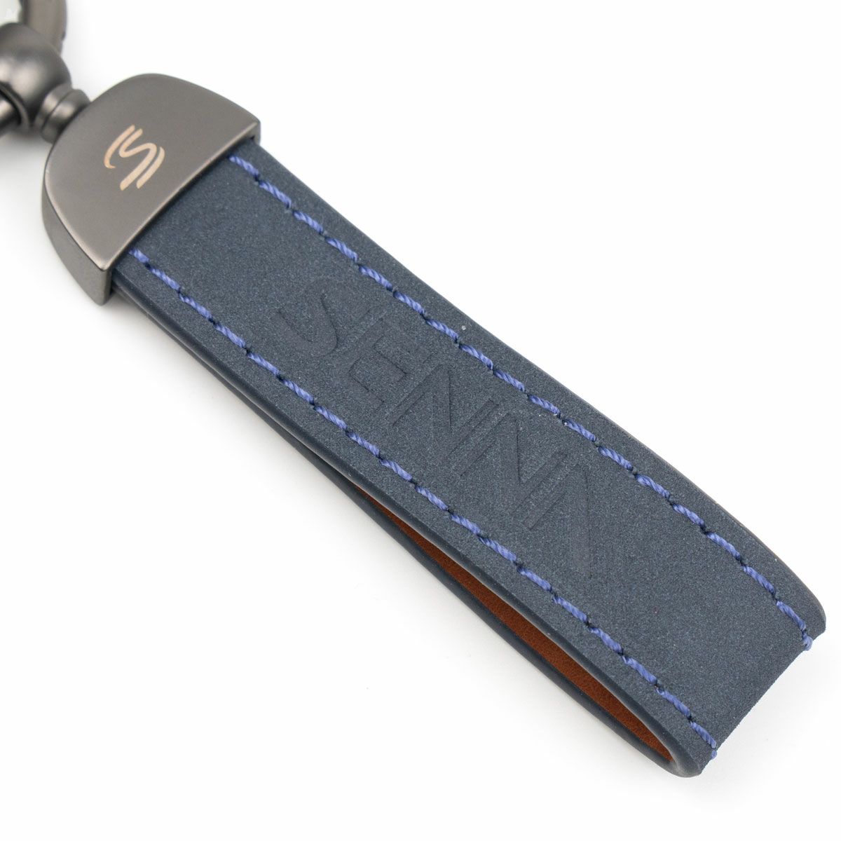 AyrtonSenna｜アイルトン・セナ レザー＆メタル キー ホルダー｜ネイビー