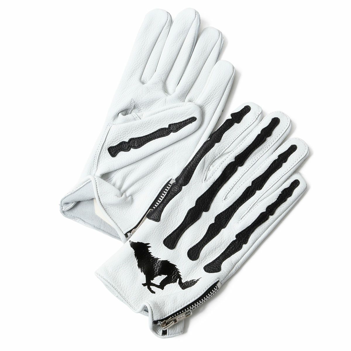 El Solitario｜ボーン ディアスキン グローブ｜3シーズン｜ホワイト×ブラック