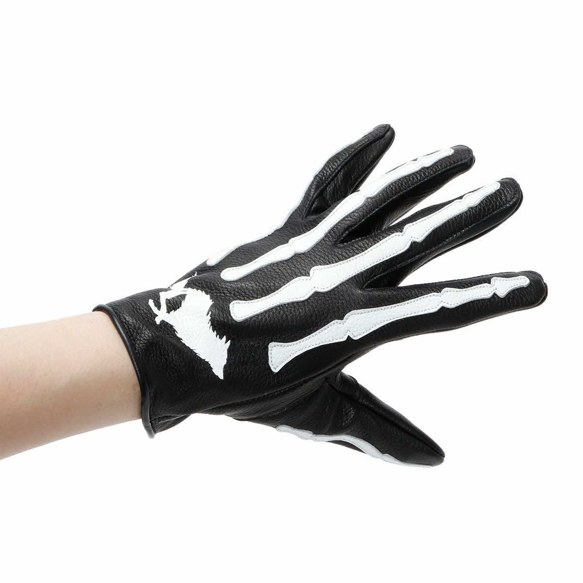 El Solitario｜ボーン ディアスキン グローブ｜3シーズン｜ブラック×ホワイト｜モデル着用