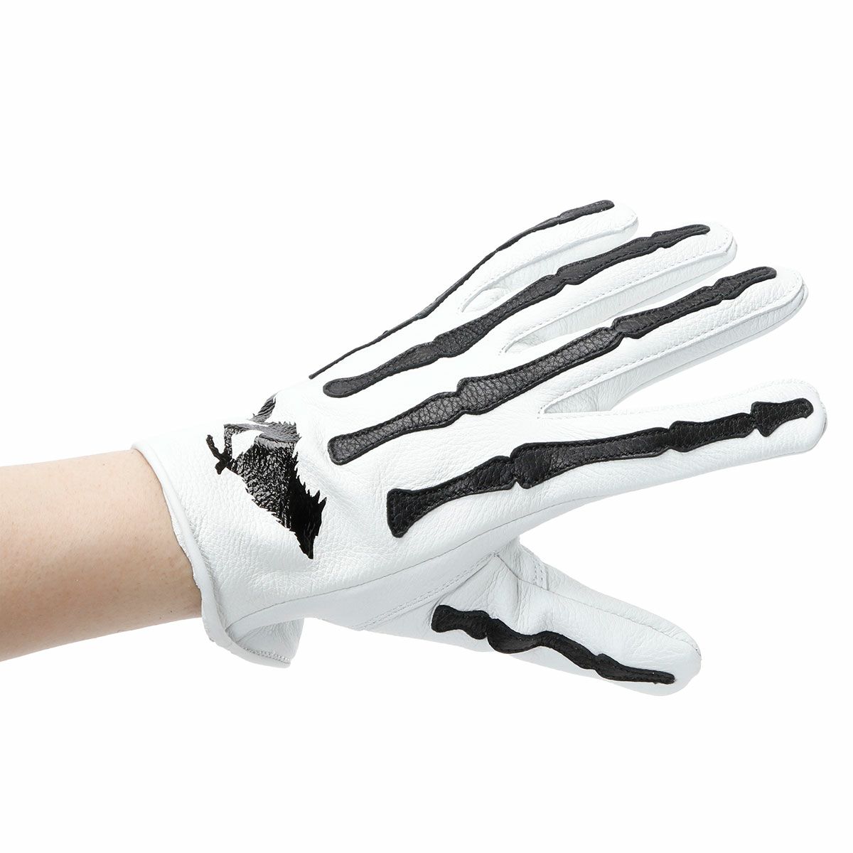 El Solitario｜ボーン ディアスキン グローブ｜3シーズン｜ホワイト×ブラック｜モデル着用