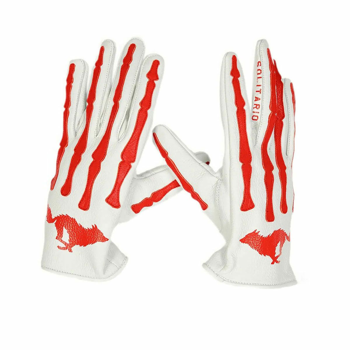 El Solitario｜ボーン ディアスキン グローブ｜3シーズン｜ホワイト×レッド