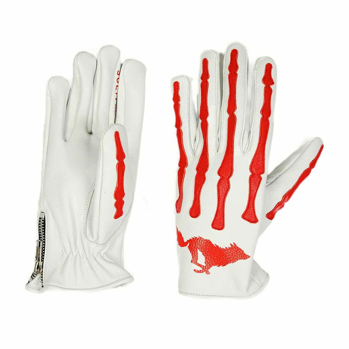 El Solitario｜ボーン ディアスキン グローブ｜3シーズン｜ホワイト×レッド