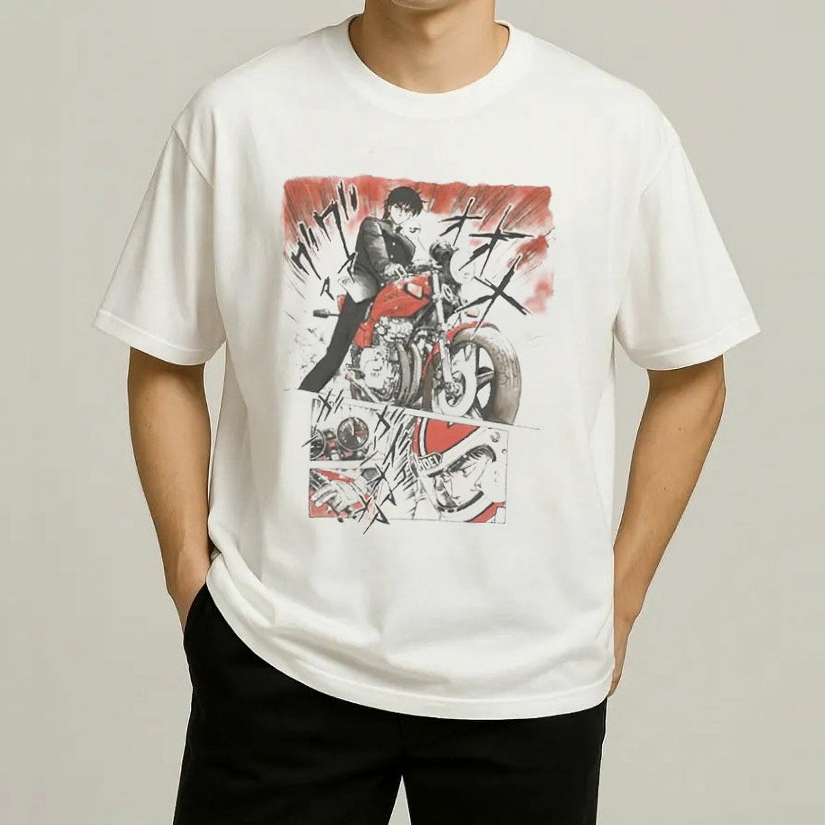 バリバリ伝説｜バリバリ伝説 GUN KOMA 威嚇Tシャツ｜ホワイト