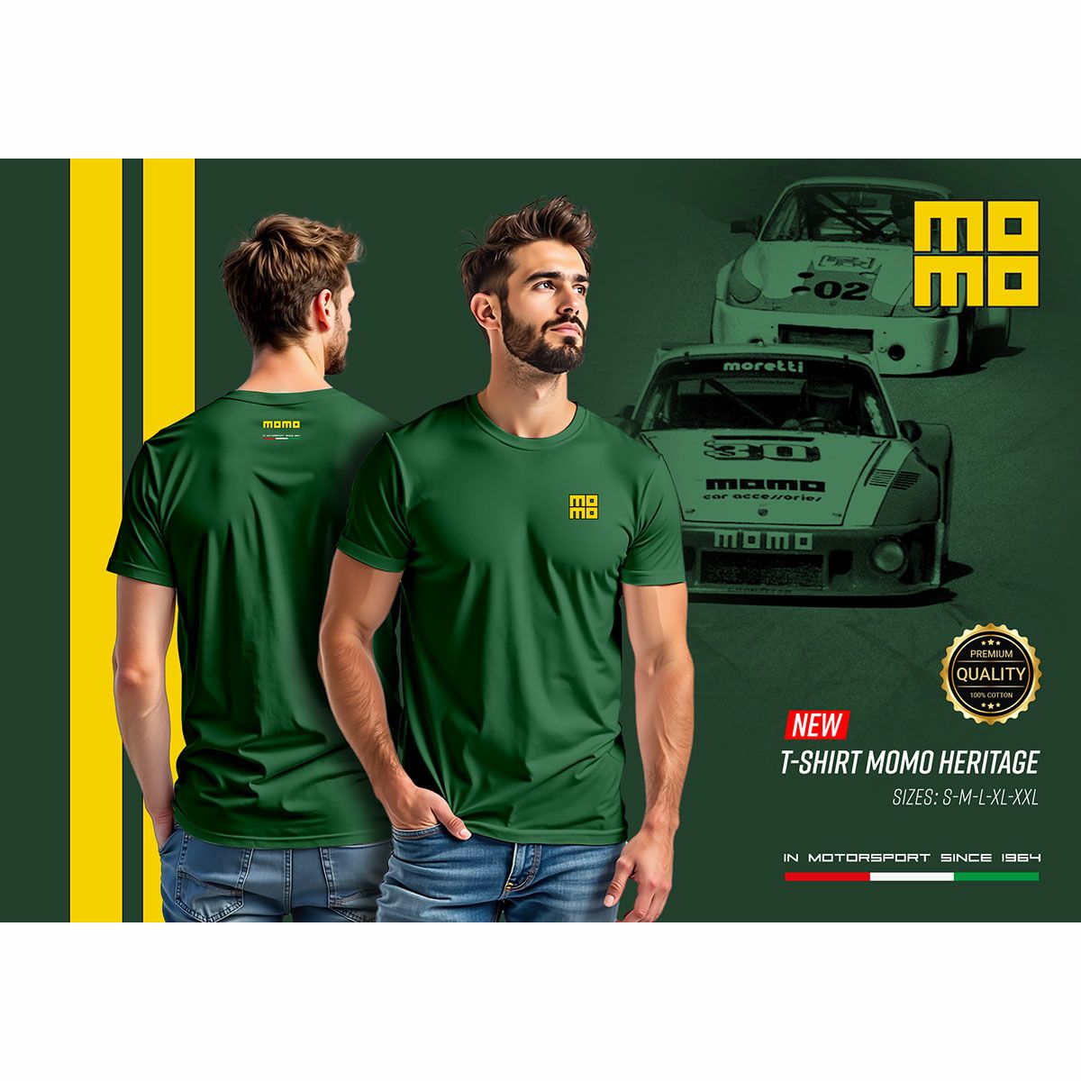 MOMO｜モモ ヘリテージ グリーン Tシャツ｜グリーン｜モデル着用