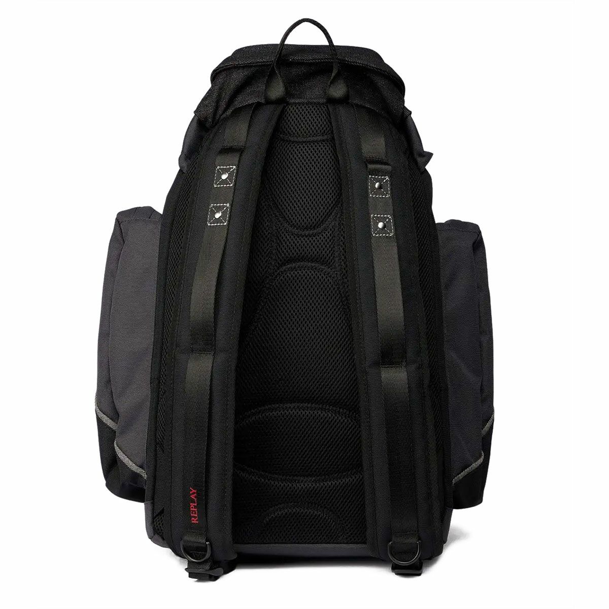Replay｜ロウデニム バックパック｜バッグ｜グラナイトグレー×ブラック