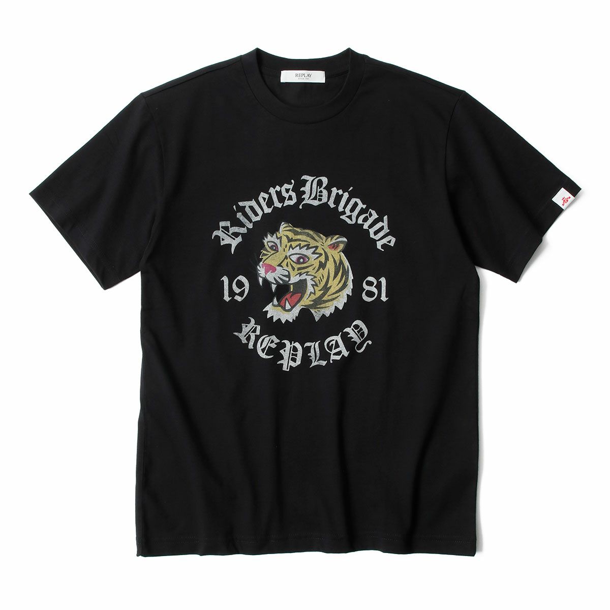 REPLAY｜タイガー プリント Tシャツ｜トップス｜ブラック