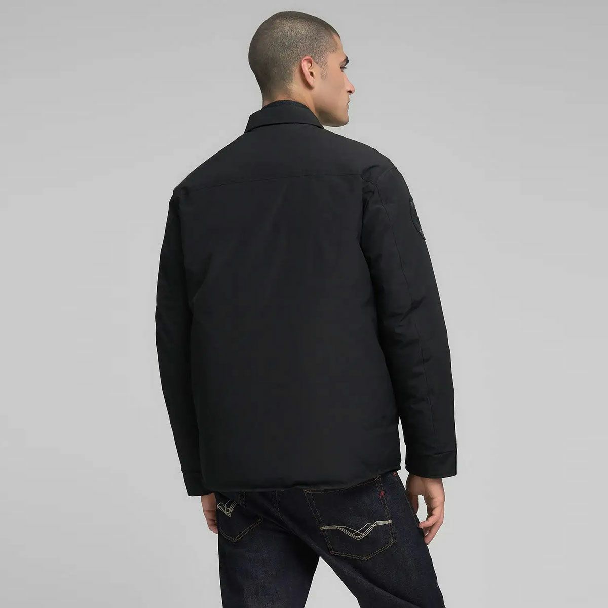 REPLAY｜パッチ ライダージャケット｜アウター｜ブラック｜モデル着用