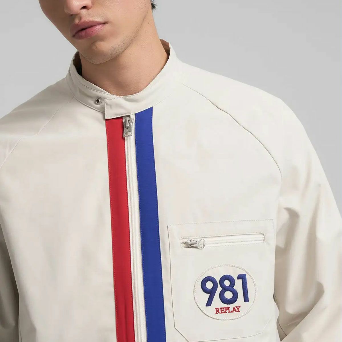 REPLAY｜コントラスト ディテール ジャケット｜アウター｜クラウド｜モデル着用