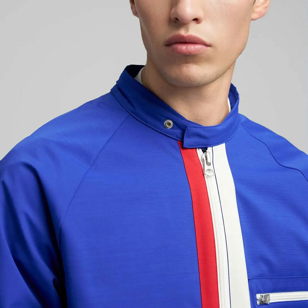 REPLAY｜コントラスト ディテール ジャケット｜アウター｜エレクトリック ブルー｜モデル着用