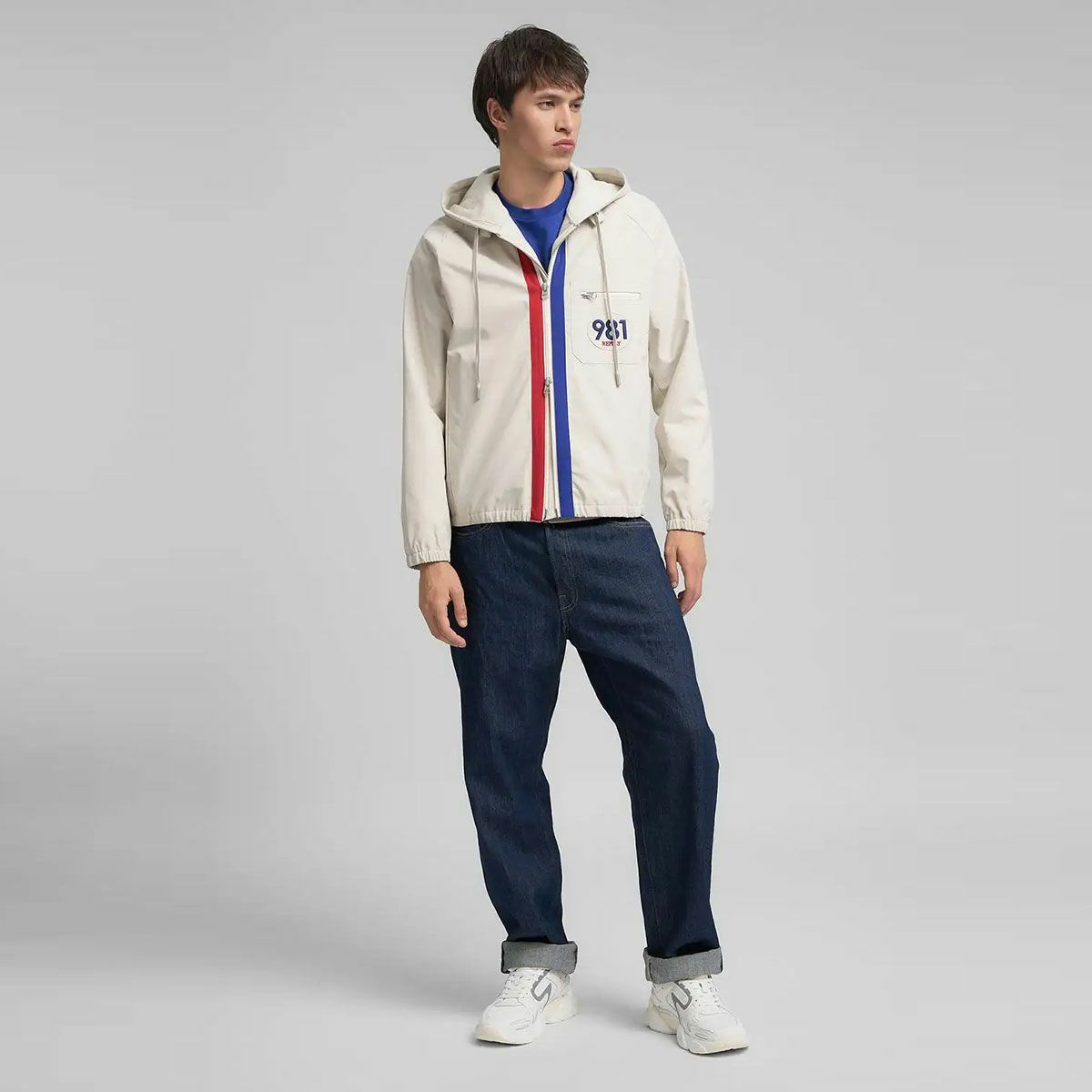 REPLAY｜コントラスト ディテール ジャケット｜アウター｜クラウド｜モデル着用