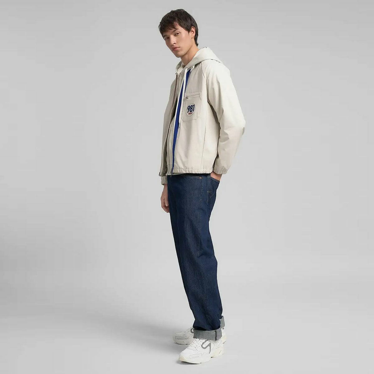 REPLAY｜コントラスト ディテール ジャケット｜アウター｜クラウド｜モデル着用