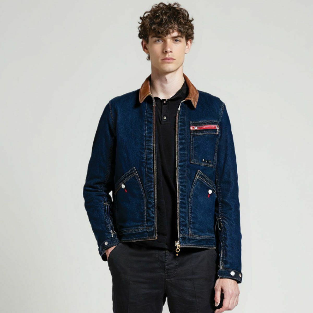 helstons｜ジェームズ ジャケット｜アウター｜デニムブルー｜モデル着用