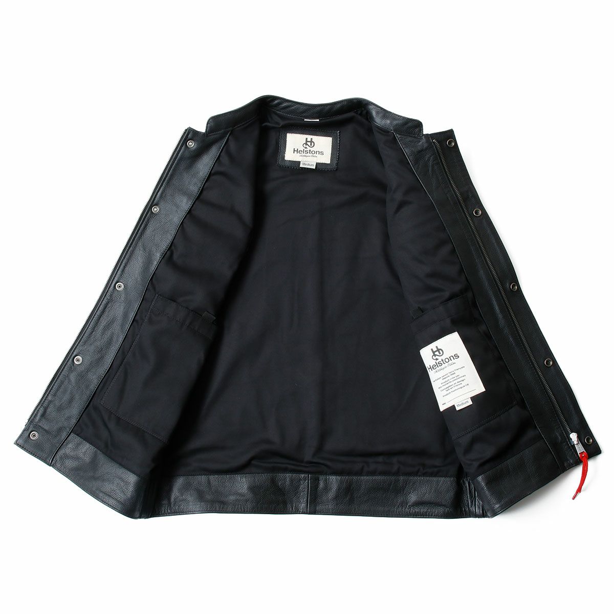 helstons｜ウエスト レザーベスト｜トップス｜ブラック