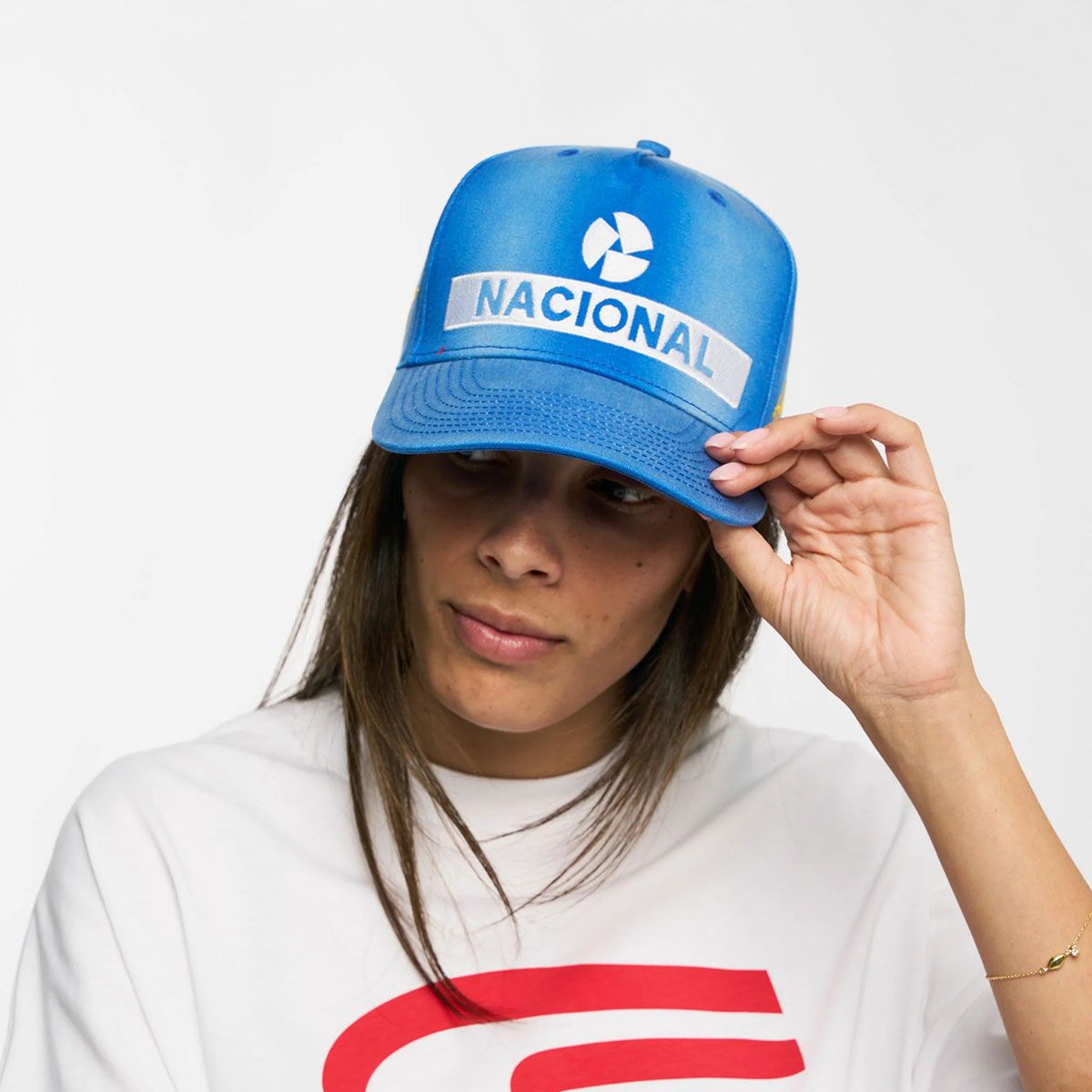 AyrtonSenna｜アイルトン・セナ ナショナル ヴィンテージ ウォッシュド ベースボールキャップ｜帽子｜ブルー｜モデル着用