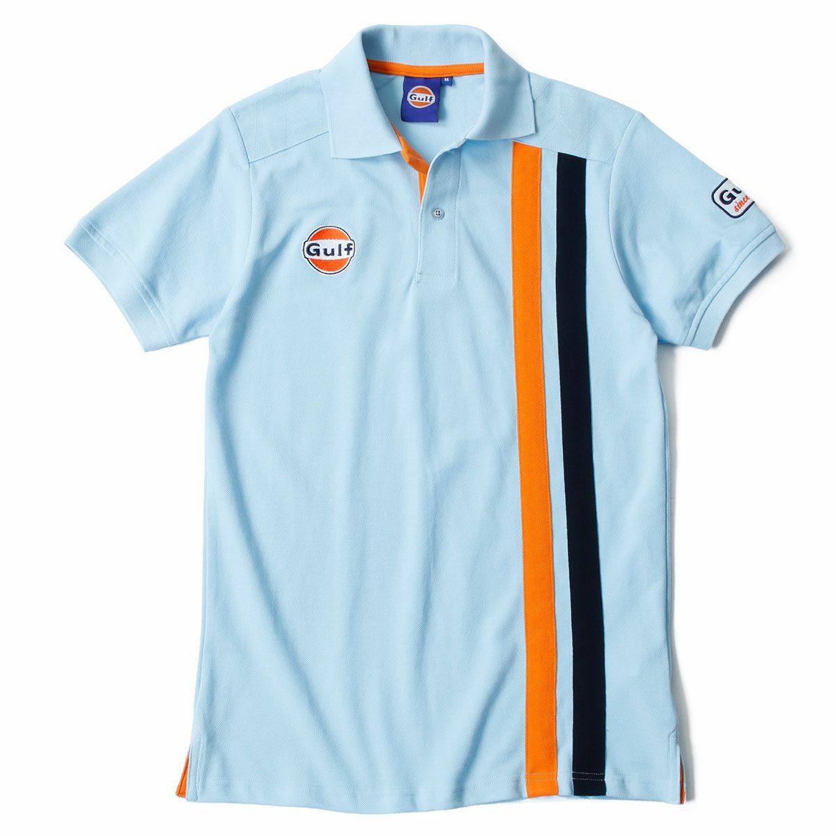 GULF｜ガルフ モダン ストライプ ポロ｜ポロシャツ｜ライトブルー