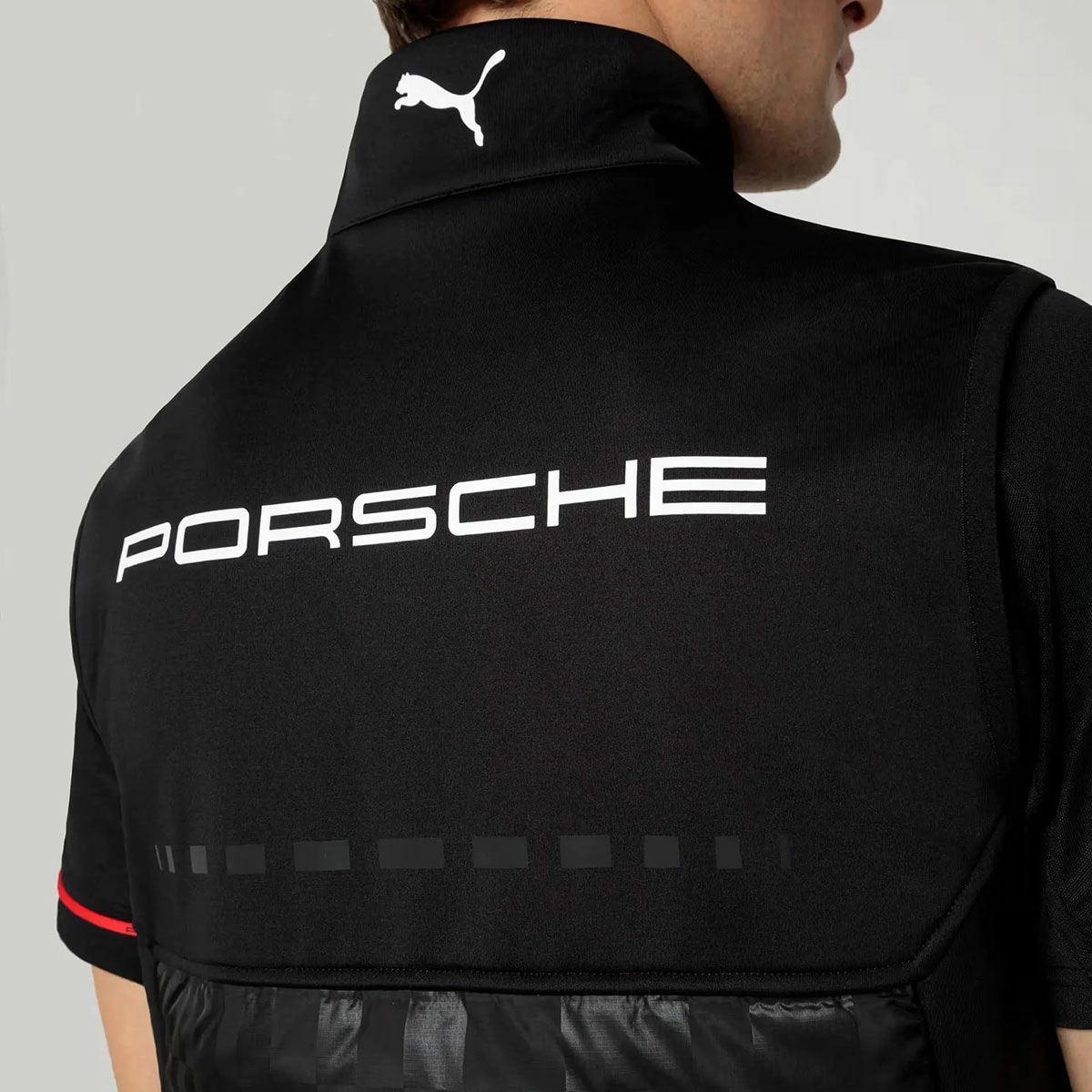 PORSCHE｜ポルシェ モータースポーツ RP チーム ジレ｜ベスト｜ブラック｜モデル着用