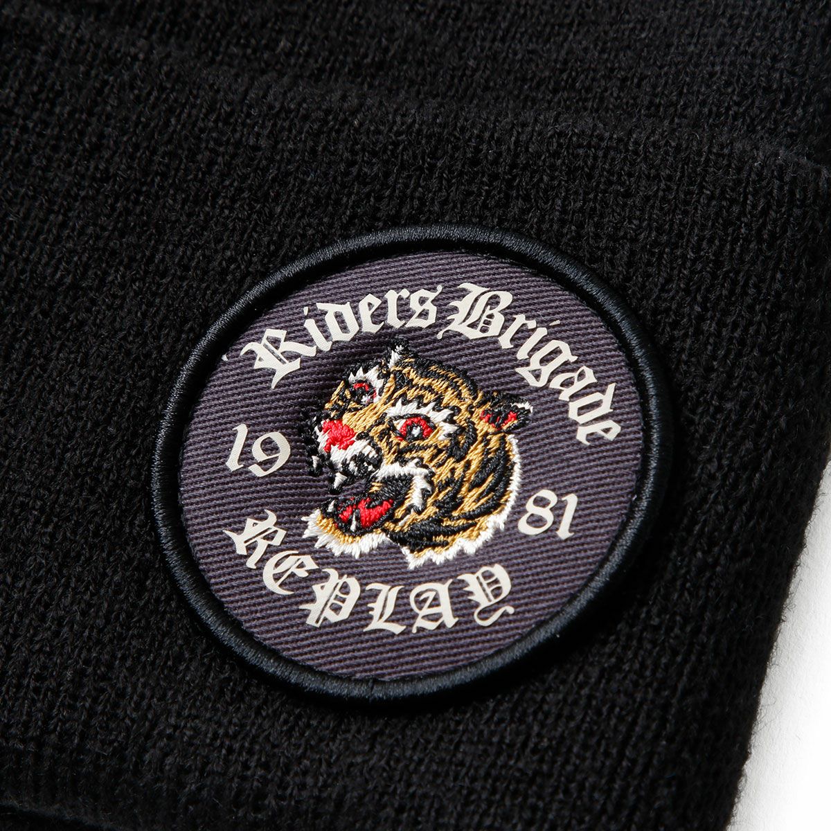 REPLAY｜リブ ニット ビーニー｜帽子｜ブラック