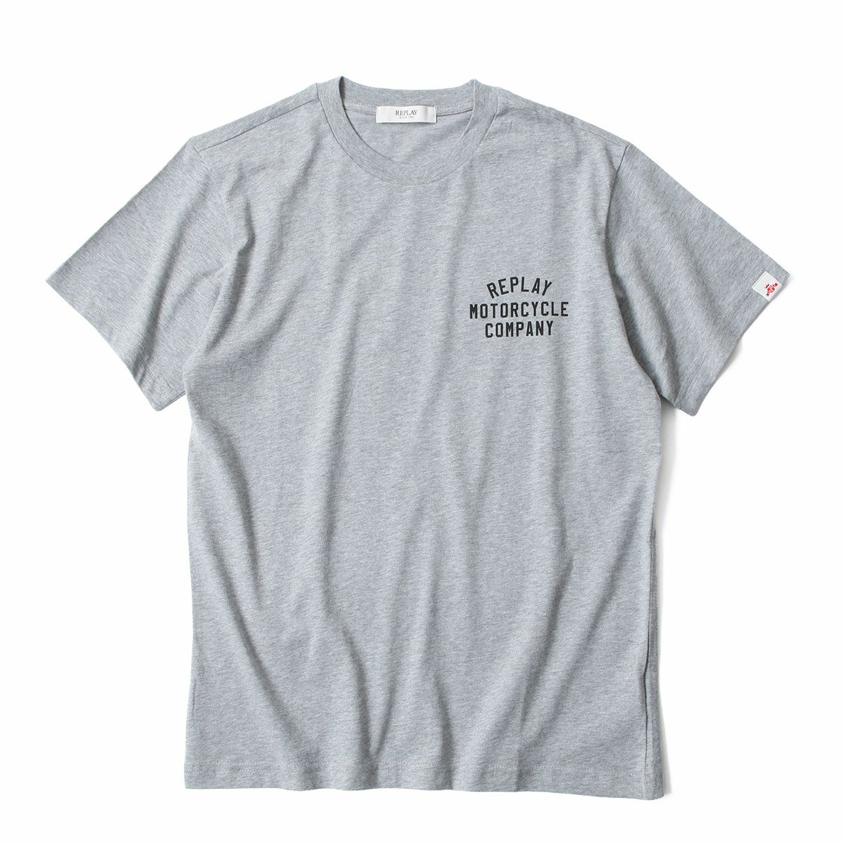 REPLAY｜フロント＆バック プリント Tシャツ｜トップス｜グレーメランジ