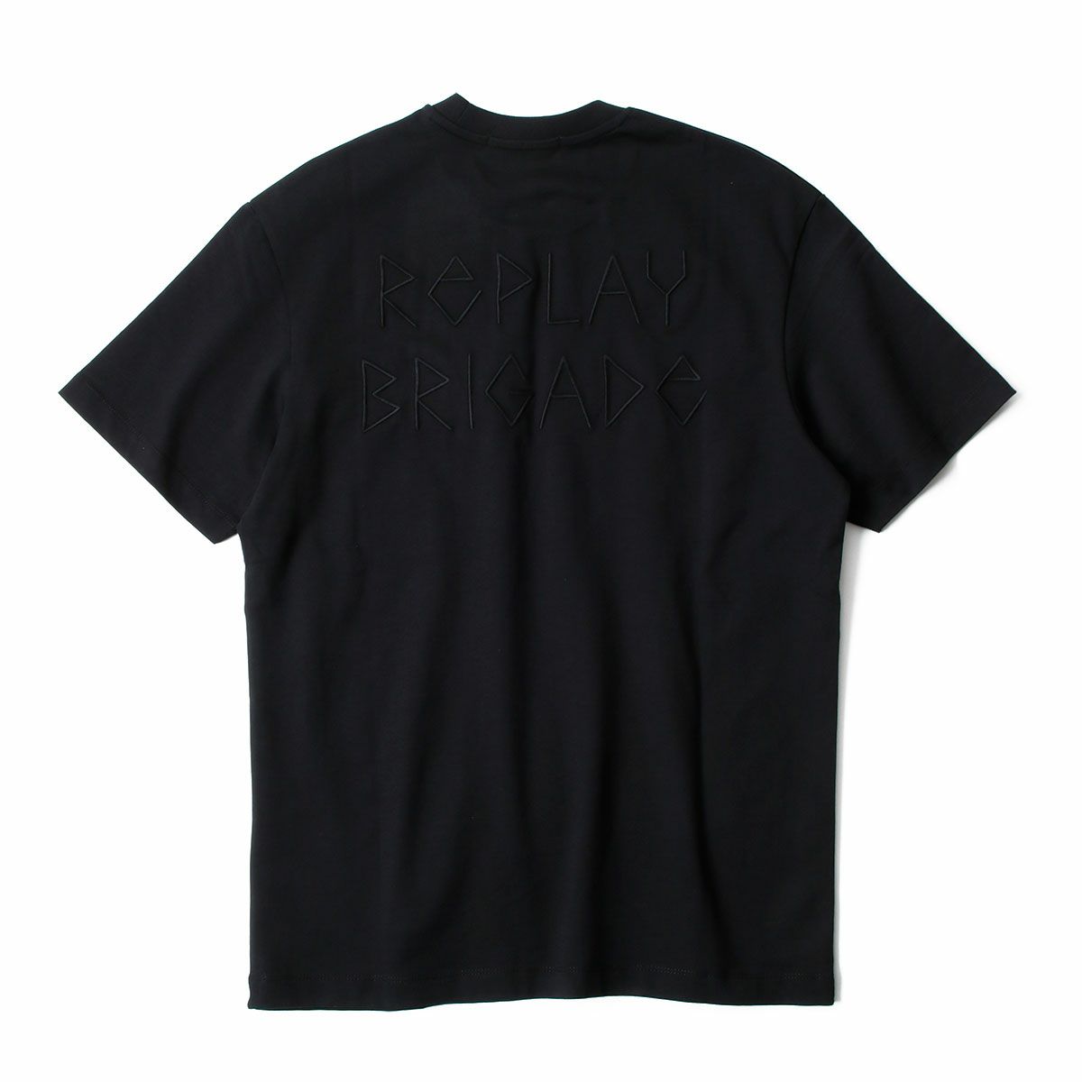 REPLAY｜エンボス エフェクト エンブロイダリー Tシャツ｜トップス｜ブラック