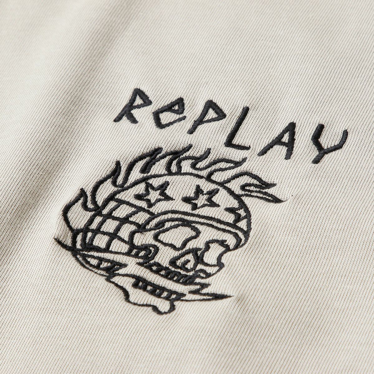 REPLAY｜エンボス エフェクト エンブロイダリー Tシャツ｜トップス｜サンド