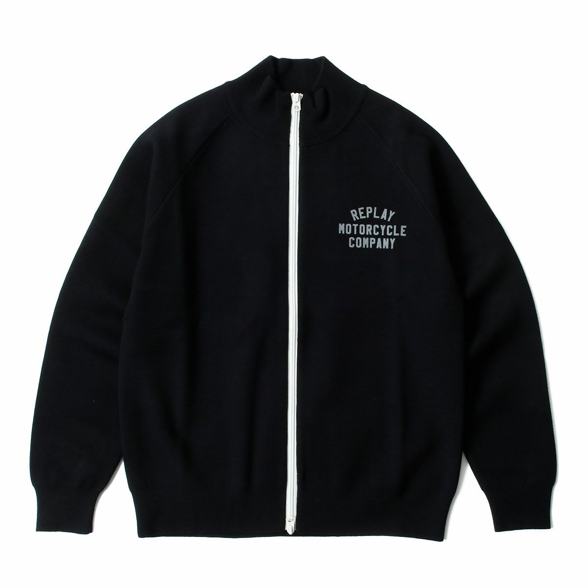 REPLAY｜ハイネック フルジップ ニット スウェットシャツ｜トップス｜ブラック