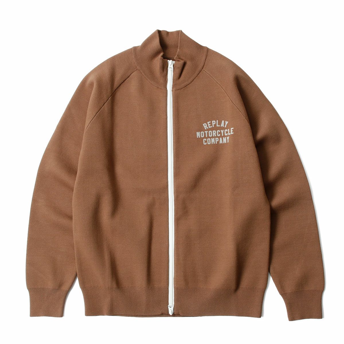 REPLAY｜ハイネック フルジップ ニット スウェットシャツ｜トップス｜タバコ