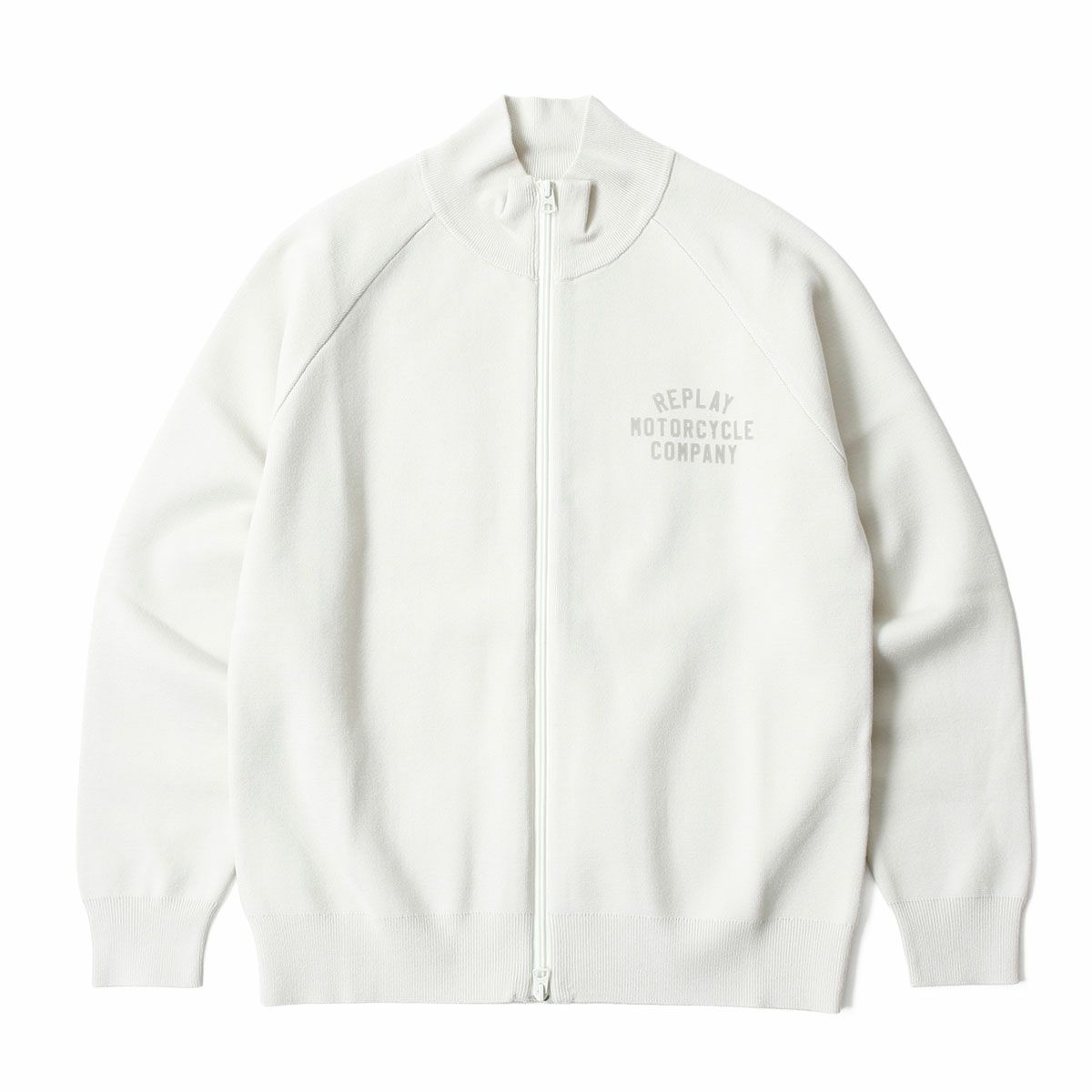 REPLAY｜ハイネック フルジップ ニット スウェットシャツ｜トップス｜スノーホワイト