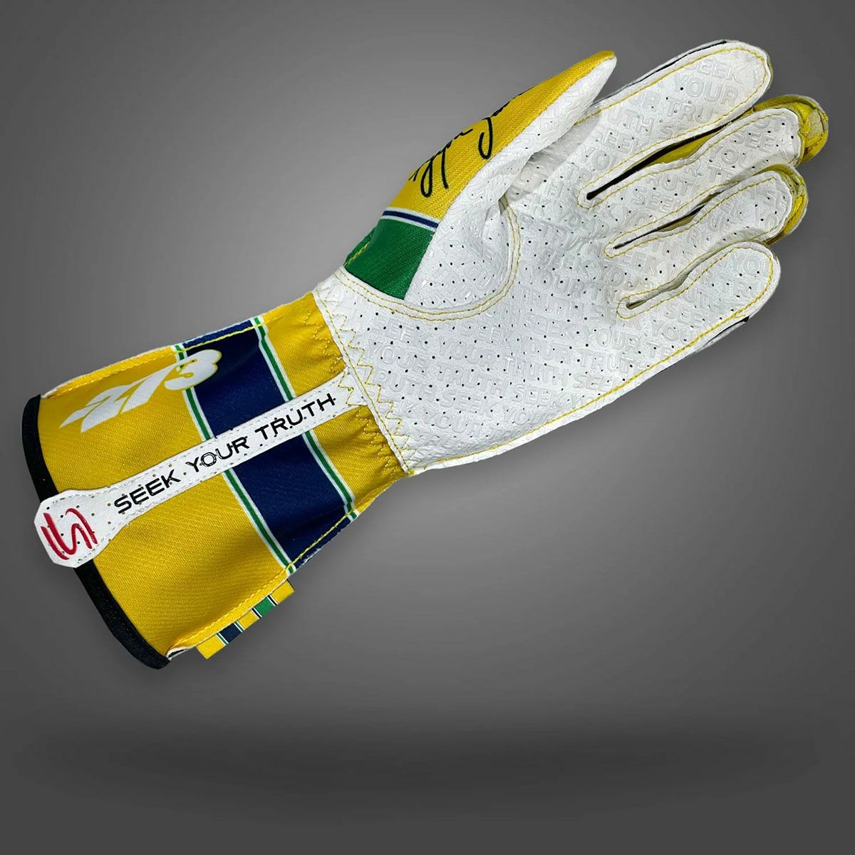 AyrtonSenna｜アイルトン・セナ × -273 レーシンググローブ｜グローブ｜イエロー｜モデル着用