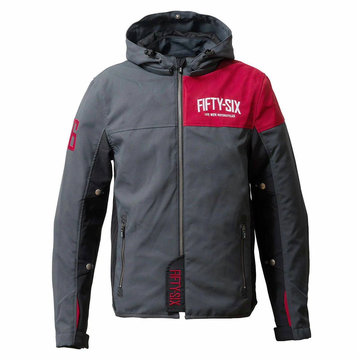 56design｜クォーター パーカー ’25｜アウター｜マットレッド×グレー