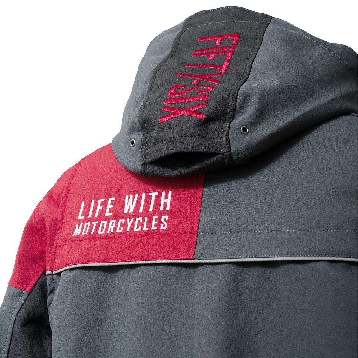 56design｜クォーター パーカー ’25｜アウター｜マットレッド×グレー