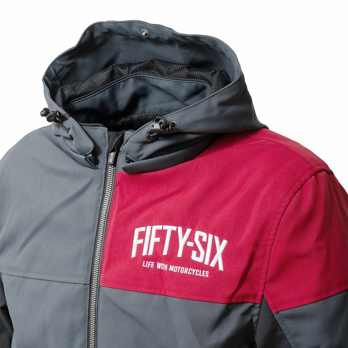 56design｜クォーター パーカー ’25｜アウター｜マットレッド×グレー