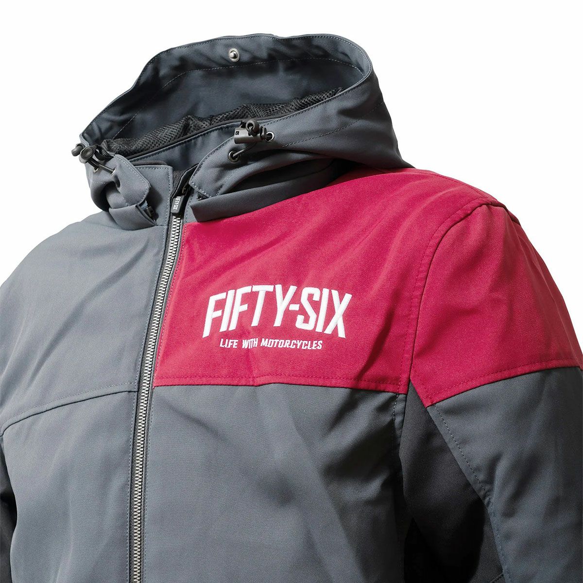 56design｜クォーター パーカー ’25｜アウター｜マットレッド×グレー