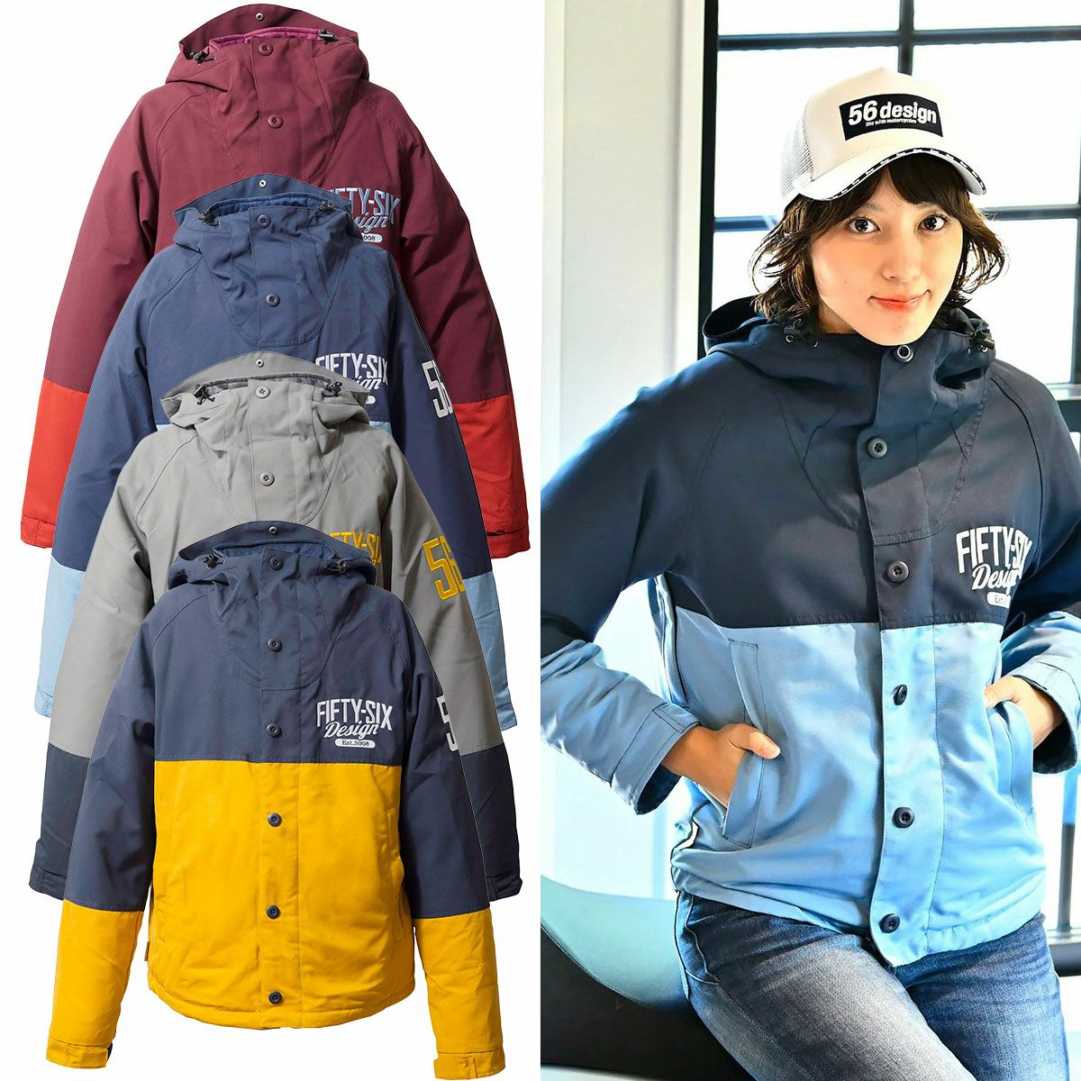 56design｜バイカラー ウォーム ジャケット｜アウター