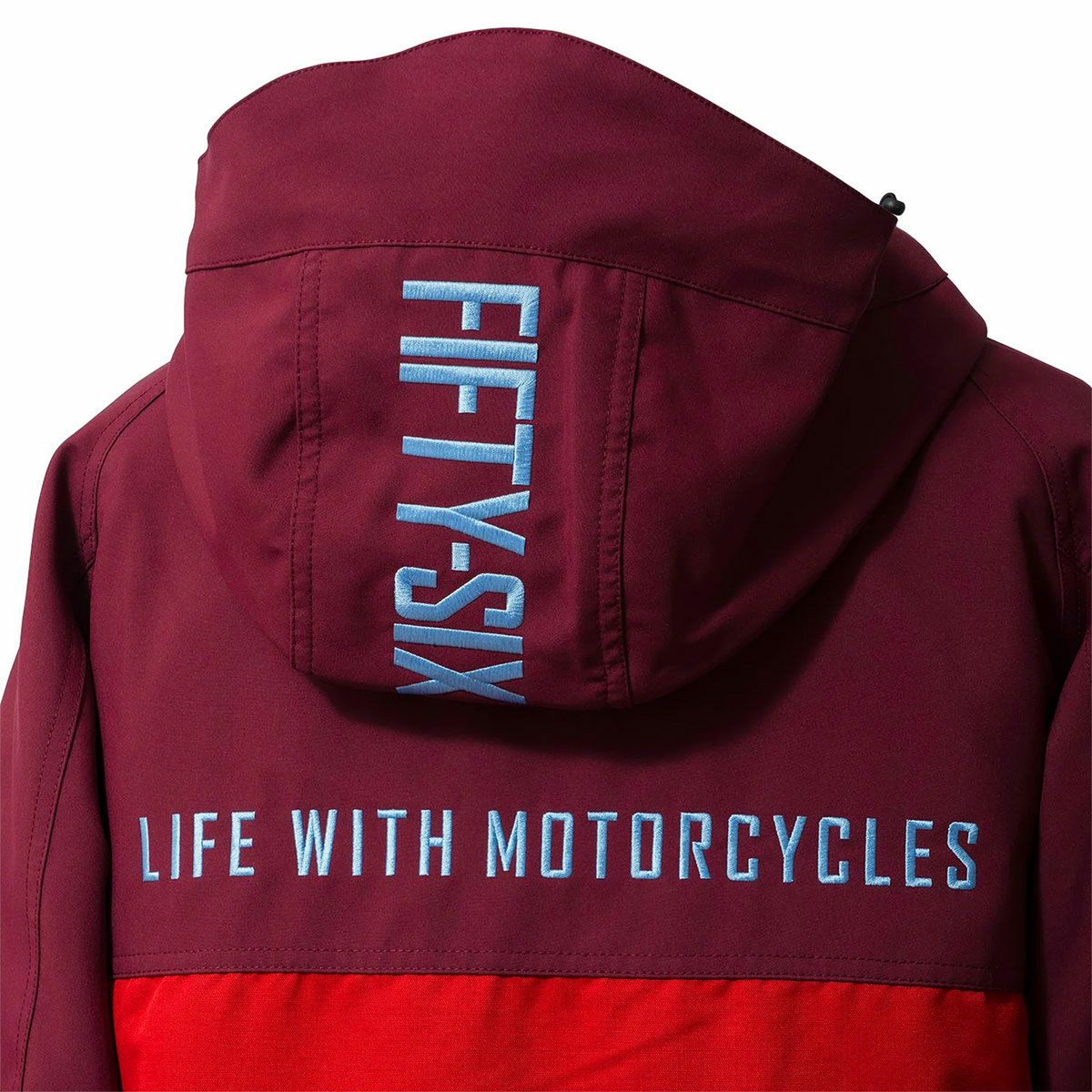 56design｜バイカラー ウォーム ジャケット｜アウター｜ワイン×レッド