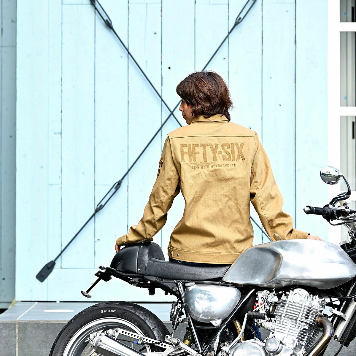 56design｜ライディング カバーオール 2｜アウター｜カーキ｜モデル着用