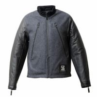 56design｜レザー スリーブ メルトン ジャケット｜アウター｜グレー×ブラック