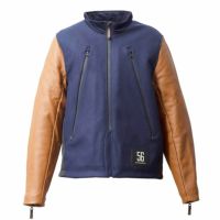 56design｜レザー スリーブ メルトン ジャケット｜アウター｜ネイビー×キャメル