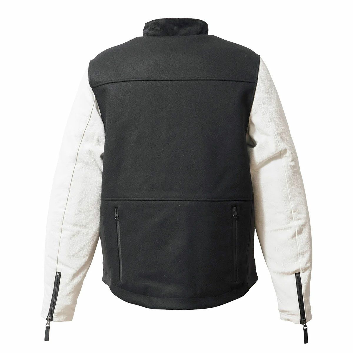 56design｜レザー スリーブ メルトン ジャケット｜アウター｜ブラック×ホワイト