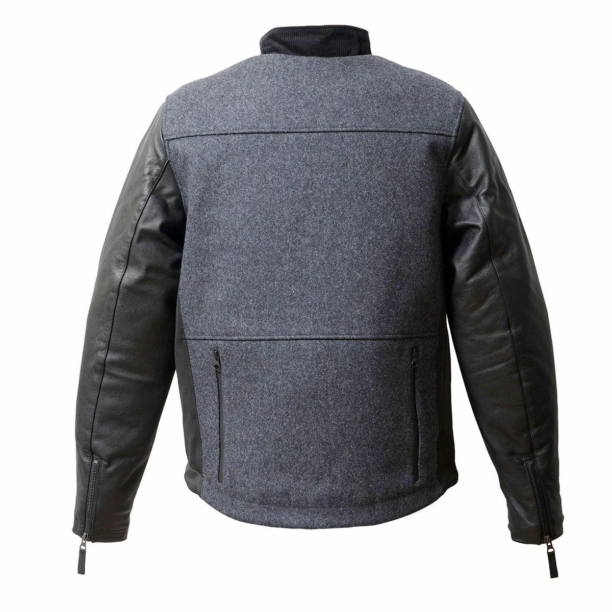 56design｜レザー スリーブ メルトン ジャケット｜アウター｜グレー×ブラック