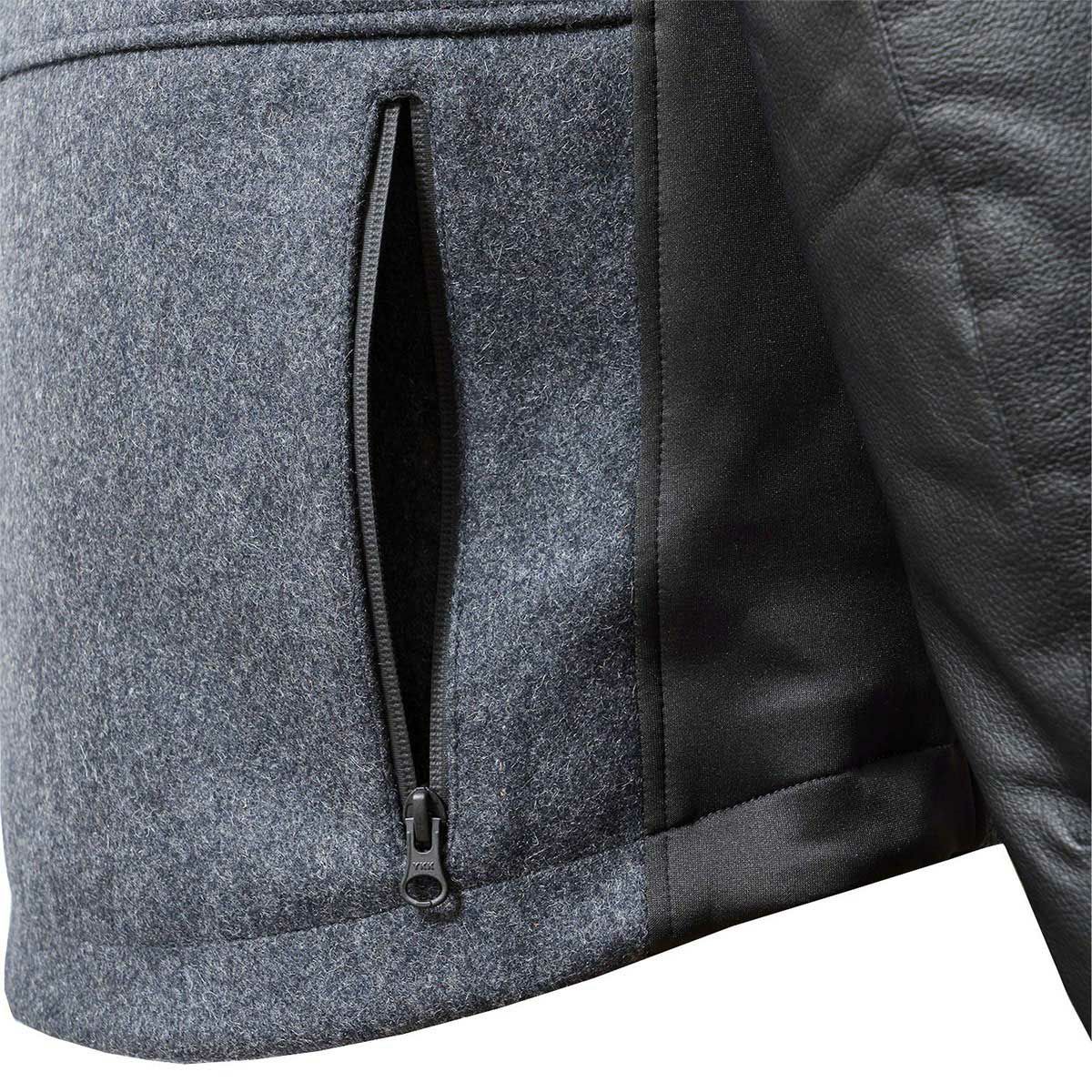 56design｜レザー スリーブ メルトン ジャケット｜アウター｜グレー×ブラック