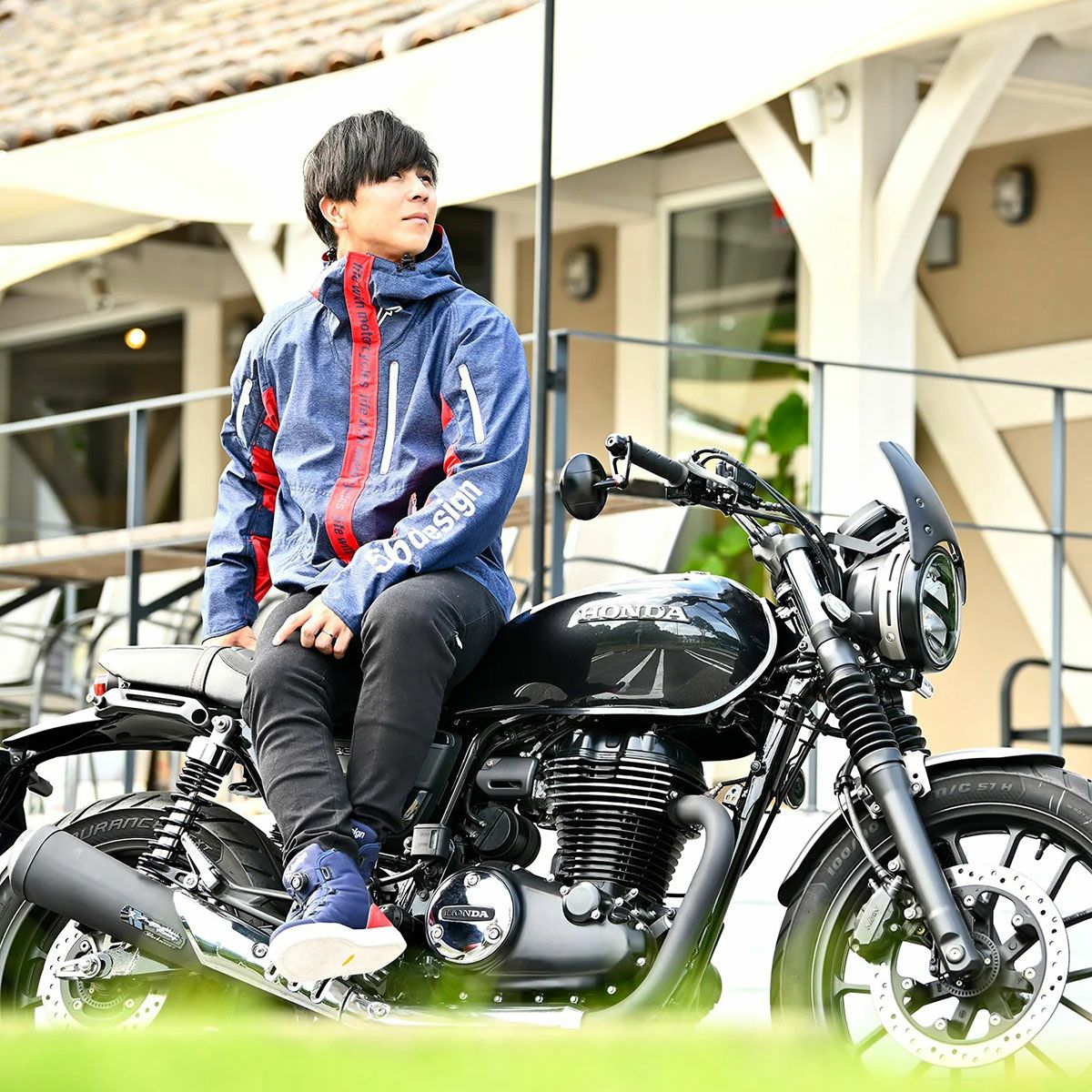 56design｜ウィンター アクシス ジャケット｜アウター｜ライトインディゴ｜モデル着用