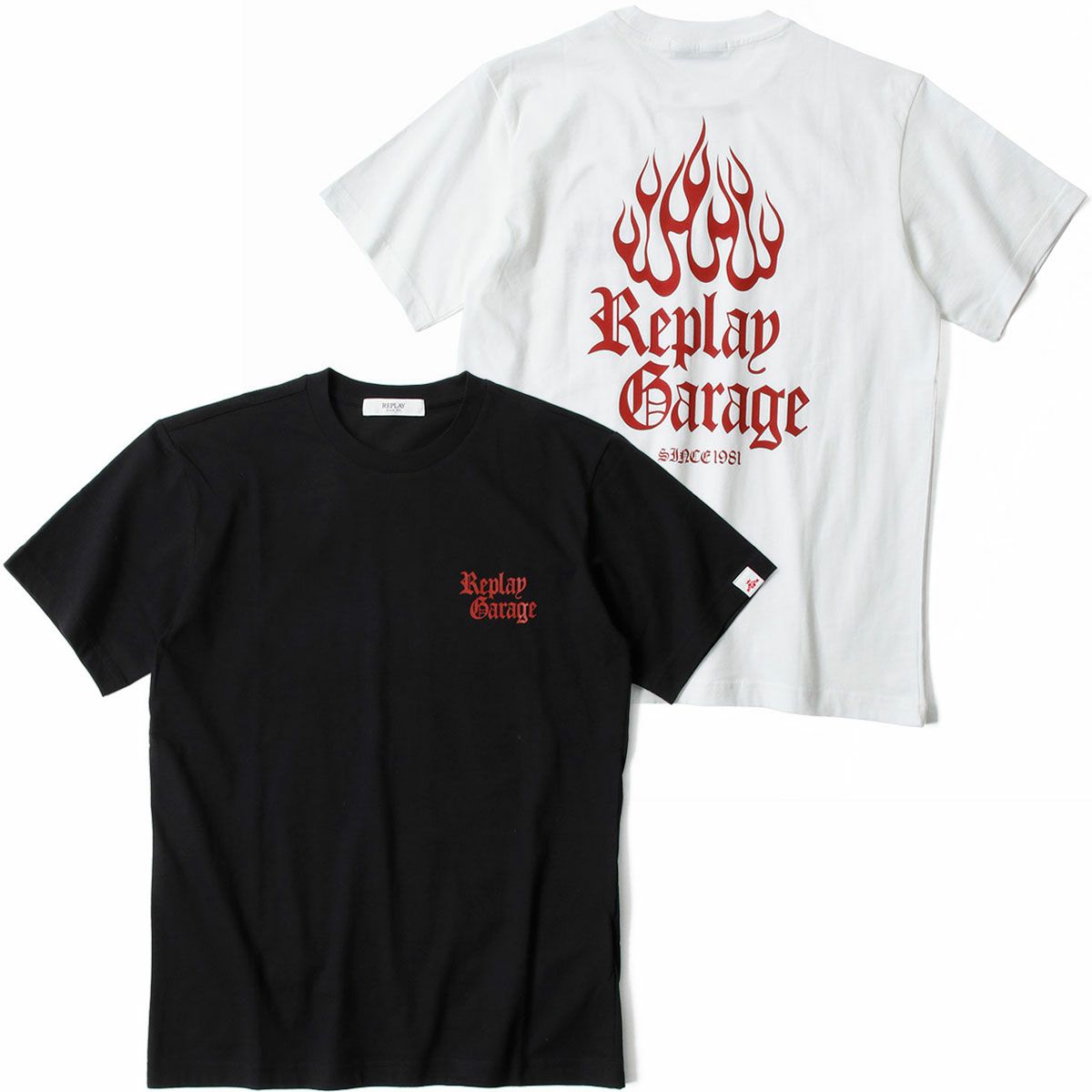 REPLAY｜リプレイ ガレージ コットン Tシャツ｜トップス