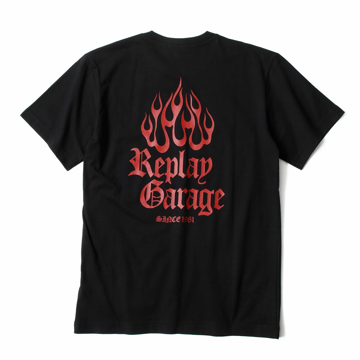 REPLAY｜リプレイ ガレージ コットン Tシャツ｜トップス｜ブラック
