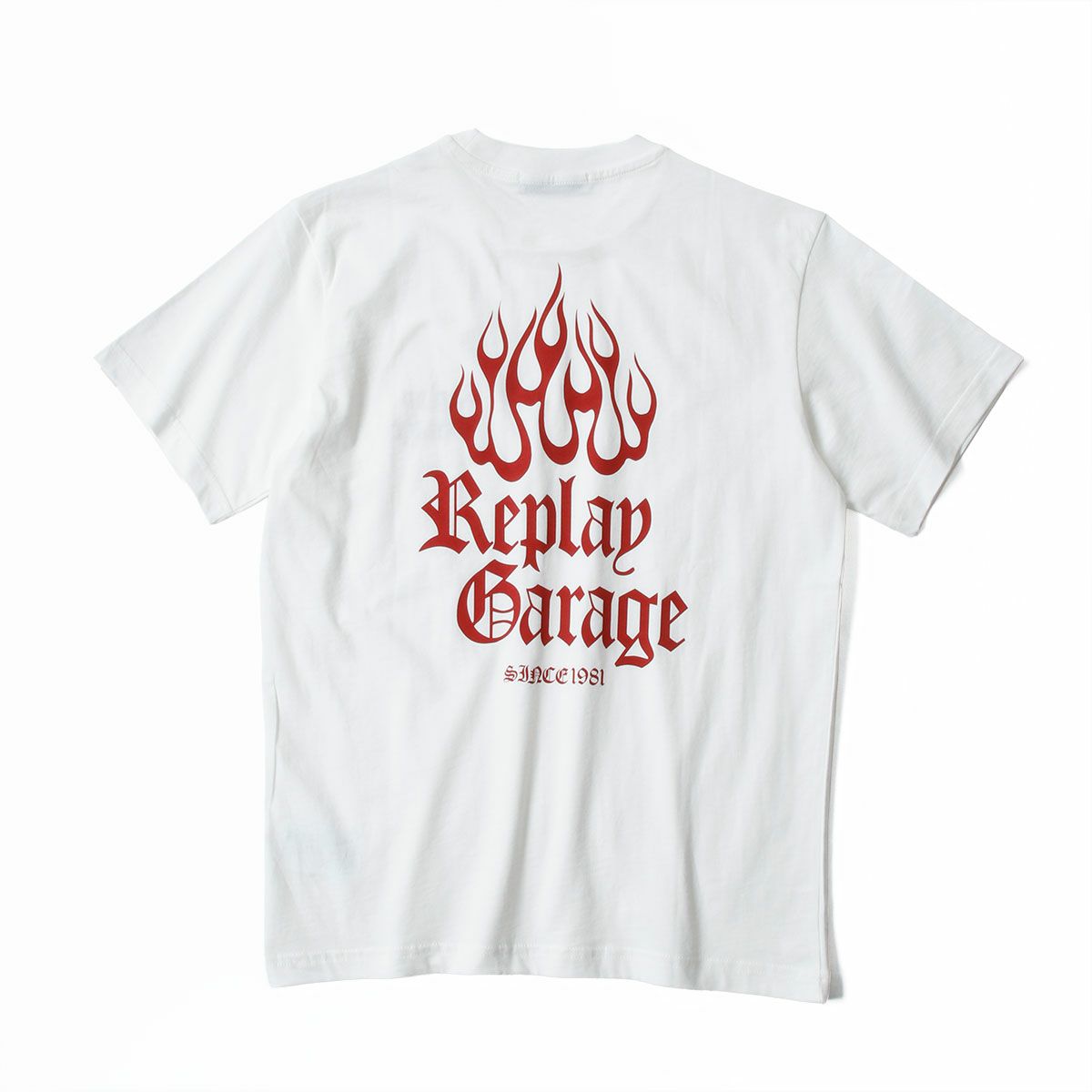 REPLAY｜リプレイ ガレージ コットン Tシャツ｜トップス｜ナチュラルホワイト