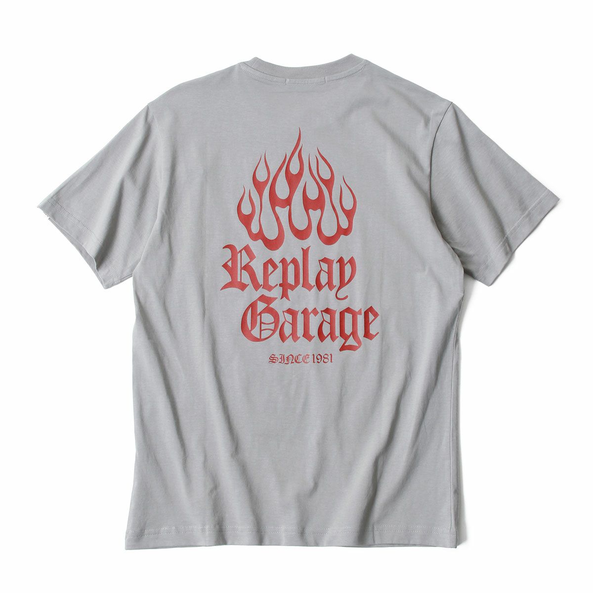 REPLAY｜リプレイ ガレージ コットン Tシャツ｜トップス｜シルバー