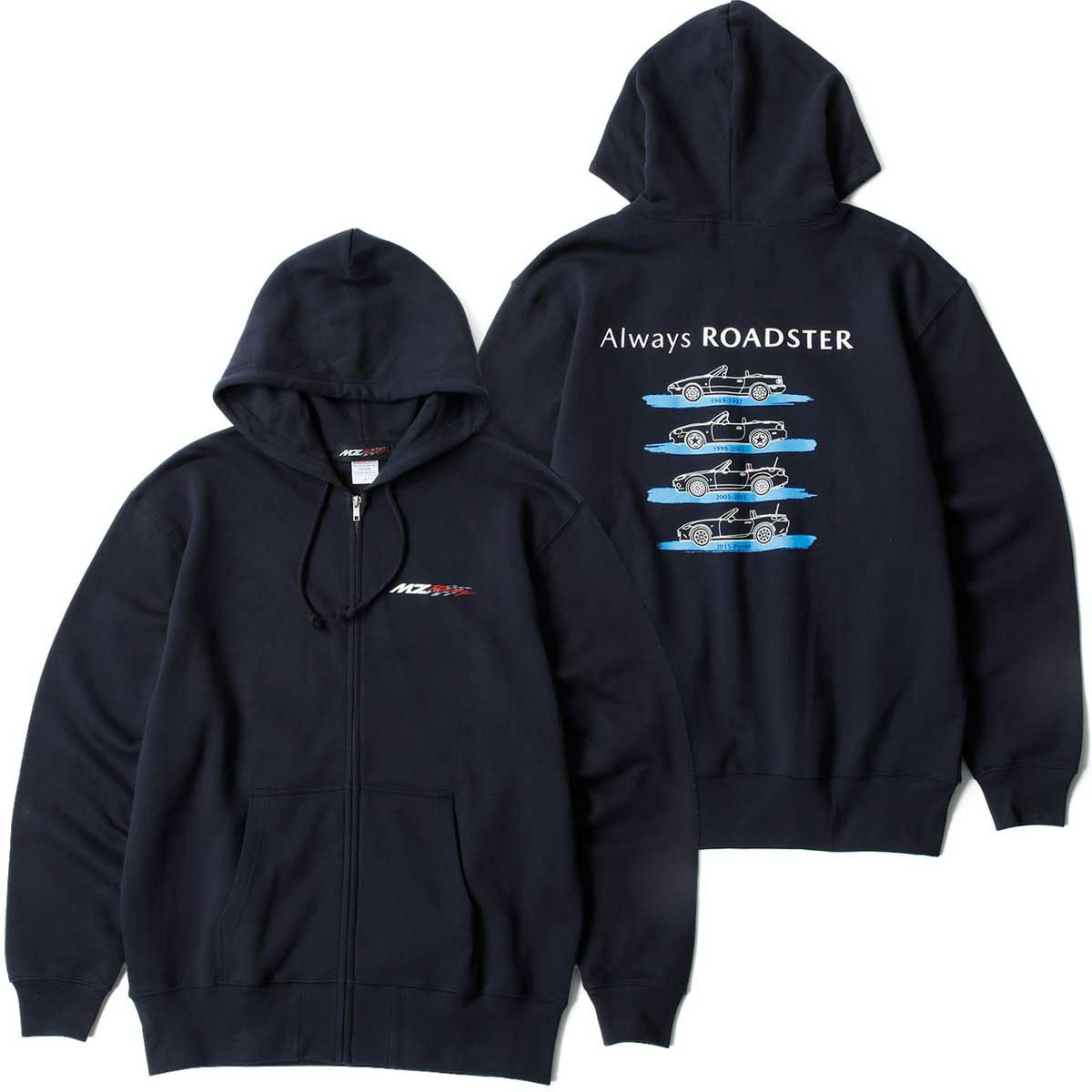 MZRacing｜AlwaysRoadster.フルジップパーカー｜フーディ｜ネイビー
