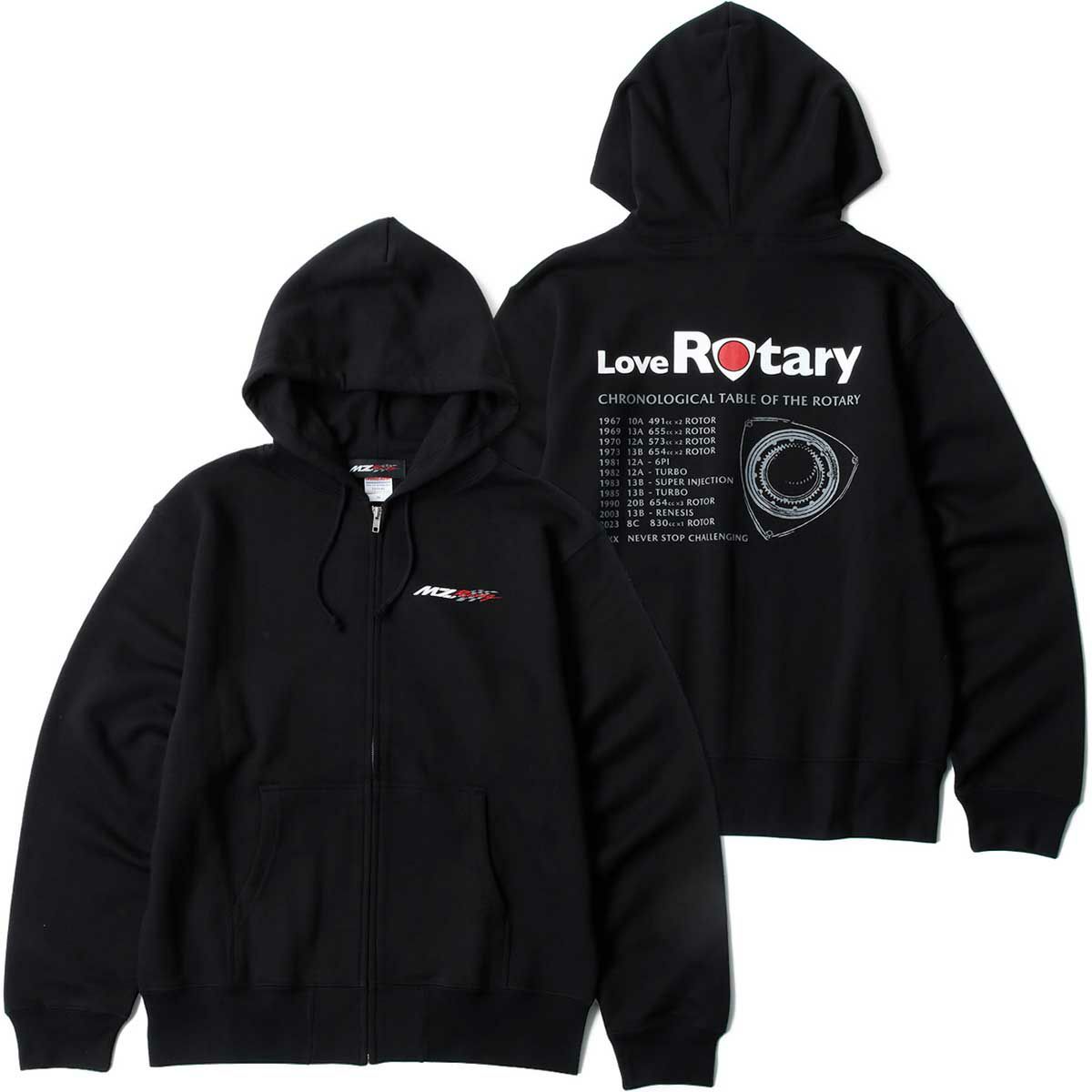 MZRacing｜LoveRotary .フルジップパーカー２｜フーディ
