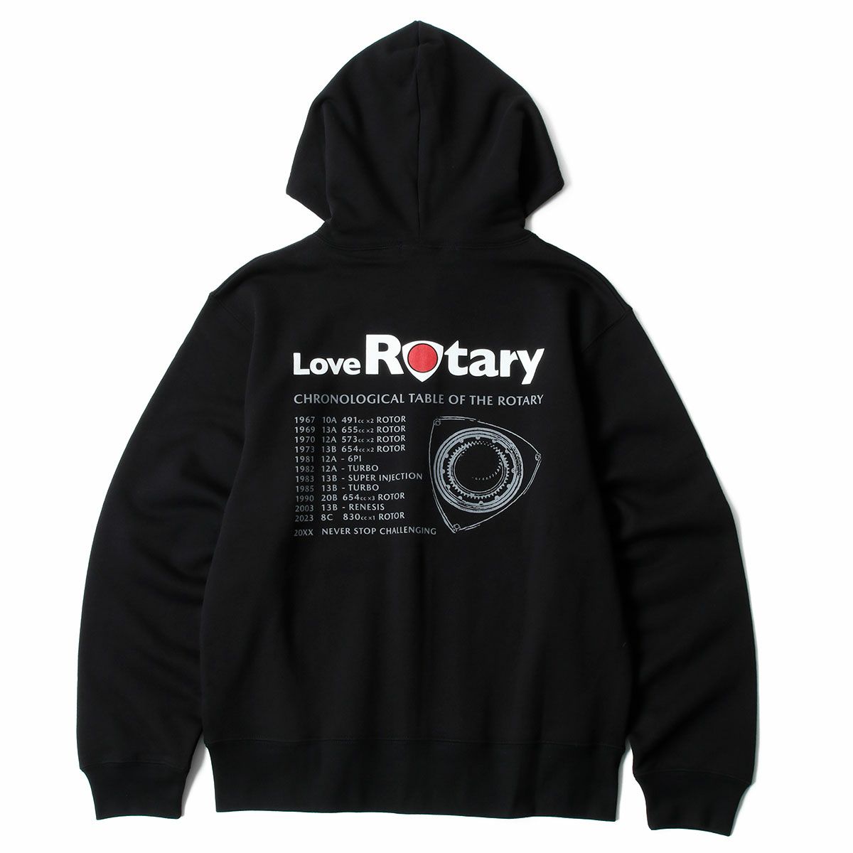MZRacing｜LoveRotary .フルジップパーカー２｜フーディ｜ブラック