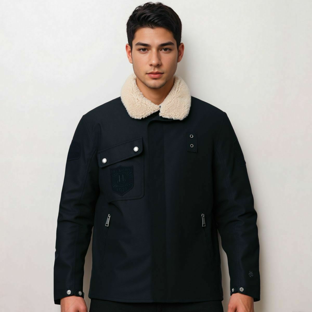 helstons｜サージェント ティシュー テクニーク ジャケット｜アウター｜ブラック｜モデル着用